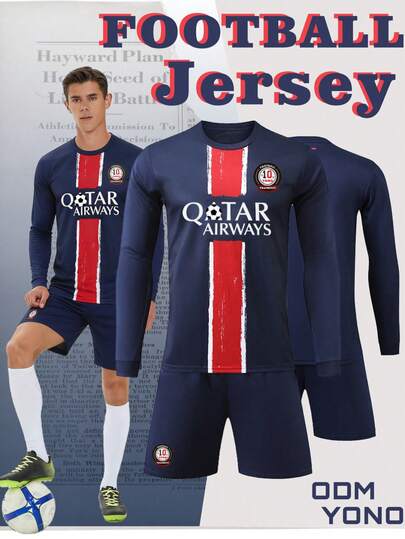 ODMYONO 2024-2025 男士足球服 - 长袖球衣和短裤套装，主场设计风格