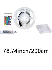 5V RGB LED Strip Light, Battery Box Powered (Batteries Not Included), 24-Key Infrared Remote Control, Cutable Adhesive Backing, Suitable For Party, Bedroom, And Living Room Ambient Lighting. - Multicolor - View 12