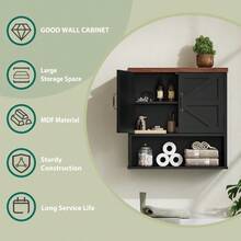 Farmhouse Bathroom Cabinet Wall Mounted Black Medicine Cabinet With Adjustable Shelf Bathroom Cabinet For Living Room Laundry Room - Black - View 6