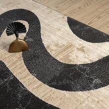 Beige Black Swirl Modern Area Rug – 4' X 6' – Contemporary Abstract Design – Terra Collection – Non-Shedding, Fade-Resistant, Easy To Clean – Durable For High Traffic Areas – Living Room & Bedroom - 4' x 6' (Hình chữ nhật) - Xem 4