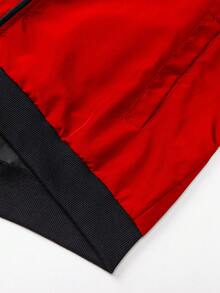 Outdoor Sports Casual Stand Collar Baseball Jacket Solid Color Zipper Jacket - Red - View 8