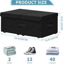2 Pack Under Bed Storage Container With Wheels, 5"/10" High Deep Underbed Rolling Box Storage Bins Drawers With Lids For Bedroom, Dorms, Clothes, Shoes, Blankets, No Assemble Required, Black/Grey - 10 in black - 查看 2