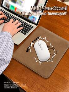 1 件装，PU 皮革磁扣笔记本电脑/平板电脑保护套，棕色小狗图案，适用于 MacBook Pro 15、Air 13、Galaxy TAB S10 Ultra、Metabook 14 英寸，防水防污，方便旅行携带，可作 iPad 收纳包，也可作鼠标垫使用，办公/商务/学习必备电脑包
