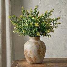 Tomnk 6in Vintage Ceramic Vase With A Rustic Design, Made Of Red Clay, Perfect For Home Decoration - Ideal For Spring Home Decor, Living Room, Dining Table, And Seasonal Display - 彩色 - 查看 6