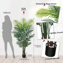 1Pack Artificial Palm Tree 5FT - Fake Tree With Black Pot Paradise Palm Tree Faux Tropical Areca Floor Plant In Pot Artificial Silk Plant For Home Office Living Room Halloween Christmas Decor Indoor Outdoor Yard 2026 - Cây cọ cao 1,5m (5ft) với chậu đen. - Xem 2