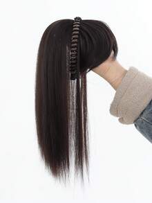 一体式防滑合成假发，带刘海发箍，女士适用，遮盖发际线和白发，自然隐形超薄刘海假发发箍，发带，发圈，合成直刘海和发片，发饰，女士发箍 - 彩色 - 查看 9