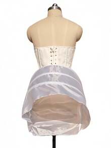 可调节侧边荷叶边衬裙 - 不对称喇叭形设计，适合角色扮演服装 - 白色 - 查看 4