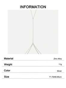 1 pieza Cadena para el Body delgada con diseño cruzado sexy, cadena para la cintura de bikini, joyería corporal para la playa (para mujeres) - Plateado - Ver 6