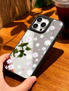 1pc Daisy Flowers Pattern Print Mirror Acrylic Anti-Fall Phone Case Compatible With IPhone 13/11/17/17pro/16/14/15/15pro/15 Plus/15 Promax/7plus/8plus/X/Xs Max/Xr/11pro/12pro/13pro/14pro/12mini/13mini/11promax/12promax/13promax/14promax/14plus/17pro Max/17Air/6/6s Plus/7/8/16Pro/16plus/16promax/Se2/17promax&Compatible With Samsung Galaxy/A54/A14/A12/A13/A15/A32/A33/A24/A52S/S20/S21/S22/S23/S24/S23Plus/S24ultra/S25/A15/A33/A23 - Multicolor - View 3
