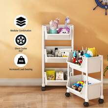3/5-Tier Combination Mobile Rack - Rolling Storage Cart, White/Macaron Color Plastic Storage Boxes With ABS Frame, Suitable For Living Room, Bedroom, Dorm - Space-Saving Mobile Rack For Beauty And Personal Care Products, Ideal Christmas/Halloween/Thanksgiving Gift - Multicolor - View 11