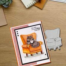 Créatif Le chat est couché sur le canapé. Matrices de découpe en métal, album de scrapbooking DIY et pochoir de gaufrage, outil de fabrication de cartes de vœux, artisanat de découpe de papier pour cartes, modèle de découpe pour la fabrication de cartes cadeaux. - Argent - Voir 7