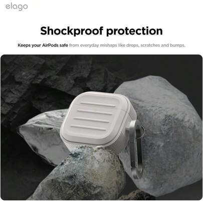 elago Armor Funda Compatible con la Funda de 4 - Mosquetón Incluido, Soporta Carga Inalámbrica, Resistente a los Golpes, Protección Total (Piedra) 3RVT