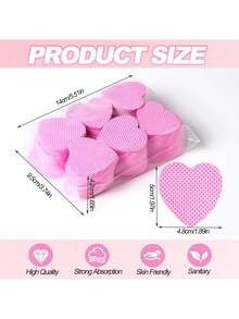 2000/1000/200pcs Nail Cleaning Wipes - Professional Lint-Free Nail Polish Remover Pads, UV Gel Cleansing Tissues, Unscented Manicure Prep And Finishing Cleaning Tool (Heart Shape) - Pink - View 5