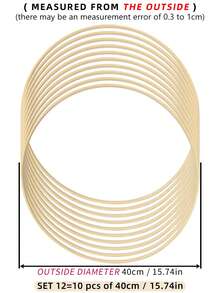10 pièces Cerceaux de bambou beige de capteurs de rêves, décoration suspendue pour mariage en plein air, anneaux d'ornement de carillons éoliens à plumes, convient pour Halloween, Noël et autres fêtes, cercles de décoration en bambou pour mur, chambre à coucher, cerceaux à broder faits main - Kaki - Voir 15