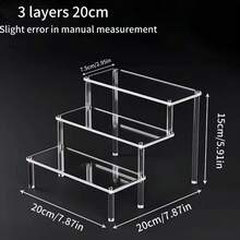 1pc Transparent Acrylic Tiered Display Stand, Versatile Desktop Acrylic Organizer For Figurines, Perfumes, Cosmetics, Accessories.Tabletop Transparent Acrylic Hand-Made Doll Perfume Cosmetics Cake Accessories Multi-Purpose Storage Rack.. - Clear - View 9