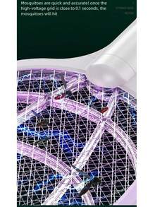 300mAh Rechargeable Electric Fly Swatter, 2-In-1 Fly Zapper With USB Charging, Handheld Design - Multicolor - View 4