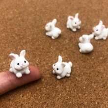 5pcs Cute Mini Resin Rabbit Figurines - Charming Fairy Tale Garden Decor, Micro Landscape DIY Craft, Birthday & Easter Gift, Graduation Gift - Multicolor - View 1