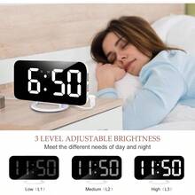 Digital Alarm ClockLarge LED Mirror Display 2 USB Charging Ports Auto Dim Mode Modern Design Clock for Bedroom Office White… - Blanco - Ver 3