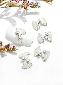 10pcs Rhinestone Bow Design Alloy Faux Pearl Nail Art Decorations, 3D Metallic Butterfly DIY Accessories Suitable For Girls And Women Nails - Multicolor - View 15