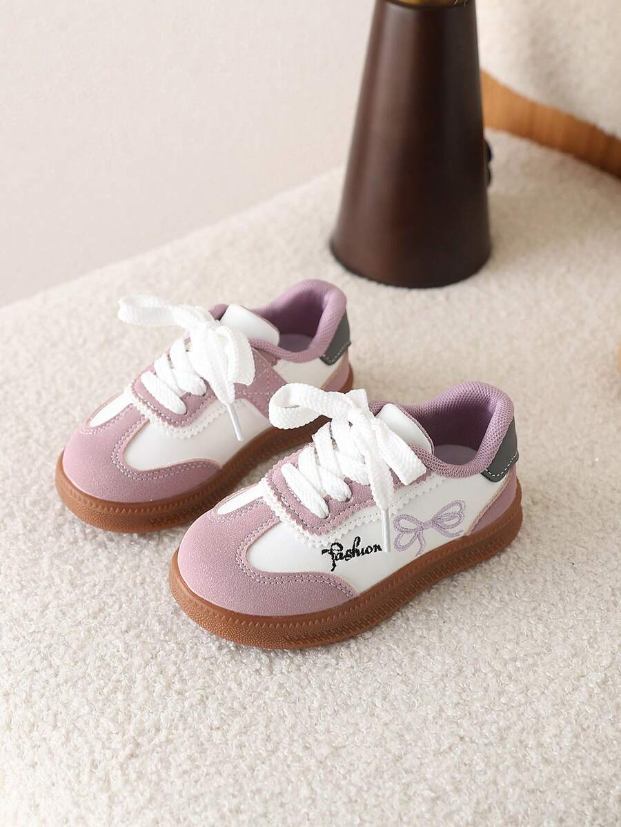 1 Pair Girls' Sports Sneakers, Children's Low-Top Casual Shoes, New Spring/Autumn Design - Purple - View 1