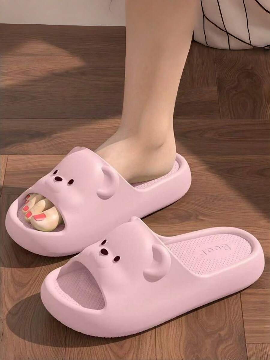 可爱情侣拖鞋，时尚轻便新款设计，适合居家、室内、卧室、浴室、房间、户外四季穿着，卡通夏季女士家居拖鞋，厚底防滑平底室内拖鞋，舒适拖鞋，室内鞋，男士家居拖鞋，沙滩凉鞋，休闲百搭男士拖鞋，粉色女士拖鞋，女式拖鞋，凉鞋 - 淺粉色 - 查看 1