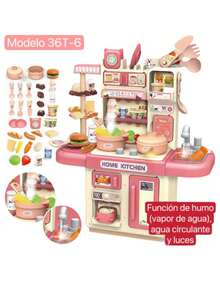 High-Quality Kitchen Set, Stove With Lights And Circulating Water System, Toy Food And Kitchen Utensils For Children - Pink - View 1