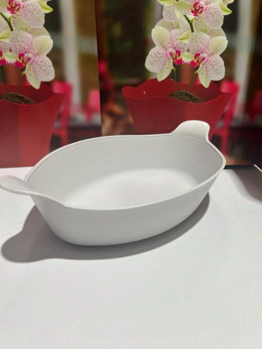 Set Of 10 Matte Plastic Boat-Shaped Appetizer Dishes (600ml) For Snack Bars And Restaurants - White - View 1