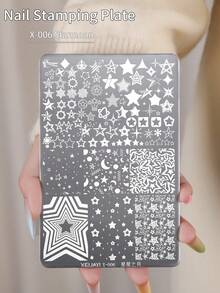 XEIJAYI 1 Nail Art Print Board, 30 Patterns, Checkered And Geometric Nail Art Templates, Metal Print Board, Suitable For Professional Nail Artists, DIY Nail Art Design Tool