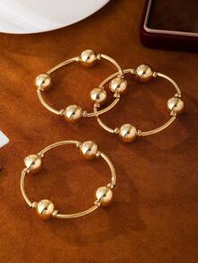 Bộ 3 vòng tay cổ điển dày dặn bằng vàng/bạc/ngọc trai, phong cách Châu Âu và Mỹ, thích hợp cho nữ giới đi biển, hẹn hò, chụp ảnh thời trang, trang trí ngày lễ, quà tặng trang sức quyến rũ. - Bộ 3 món - Xem 7