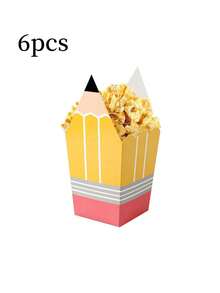 12个/6个铅笔造型爆米花盒，铅笔礼盒，创意纸质零食糖果盒，适用于返校派对、毕业派对、教师节、婴儿派对、教室装饰、幼儿园毕业典礼、儿童生日、学校活动、嘉年华、零食袋和零食盒、创意铅笔礼盒、主题生日派对、毕业庆典 - 彩色 - 查看 12