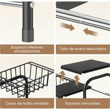 Hisemy Organizador de Debajo del FregaderoOrganizador de Fregadero Bandeja de Almacenamiento Estante de Almacenamiento para Cocina Despensa Baño Cajones y Alacena Negro-4 Paneles y 4 cestas - negro - Ver 6