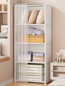 1 Portable Wardrobe, Multifunctional Cube Bookshelf, Wardrobe, 31.5"/15.7" Width, Freestanding Display Rack With Curtains, Book Storage Cabinet For Bedroom And Living Room - White - View 12