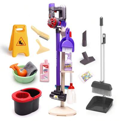 5/16/17/22pcs Kids Vacuum Cleaner Playset - Cleaning & Sweeping Set, Household & Role Play Cleaning Tools, Children's Room Simulation Cleaning Interactive Toys, Role Play Props, Suitable For Boys And Girls As Christmas, Halloween And Birthday Gifts