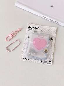 1个极简透明闪光可爱相框，心形可拆卸相册，2英寸透明相册，心形钥匙扣挂件，证件卡夹，学生贴纸相册 - 彩色 - 查看 6