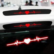 High Mount Stop Light Decal - 3D Carbon Fiber Heartbeat & ECG Pattern Sticker, Matte Finish For Car Safety With Enhanced Visibility, Waterproof Tail Light Decoration - Multicolor - View 5