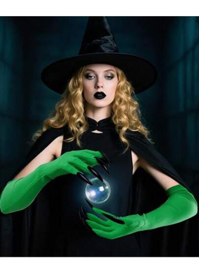Guantes con garras de bruja verde - Guantes con garras - Guantes de Halloween - Accesorios de disfraz de Halloween