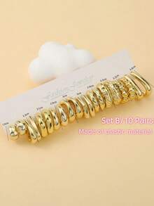 10-40对欧美最新时尚款式，塑料和ABS材质，时尚镀金C形耳环，流行女士耳环