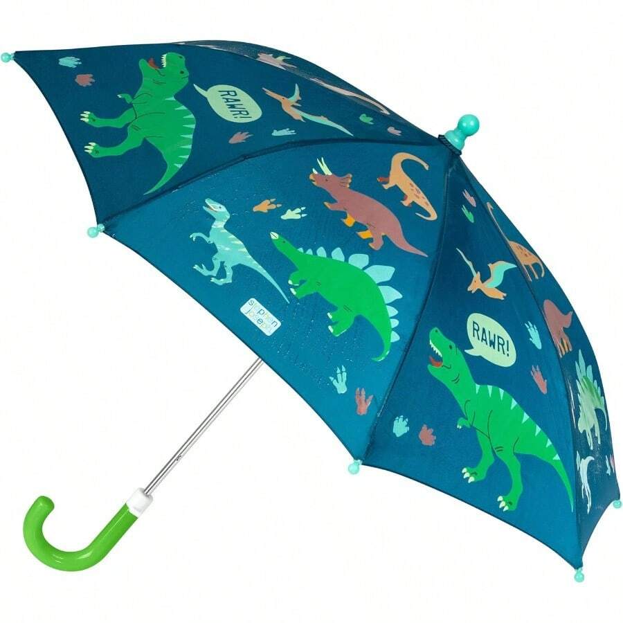 Stephen Joseph - Paraguas para niños que cambia de color reaccionan con agua paraguas de apertura automatica para lluvia para niños DINO 23 x 28 pulgadas - Dinosaurio - Ver 1