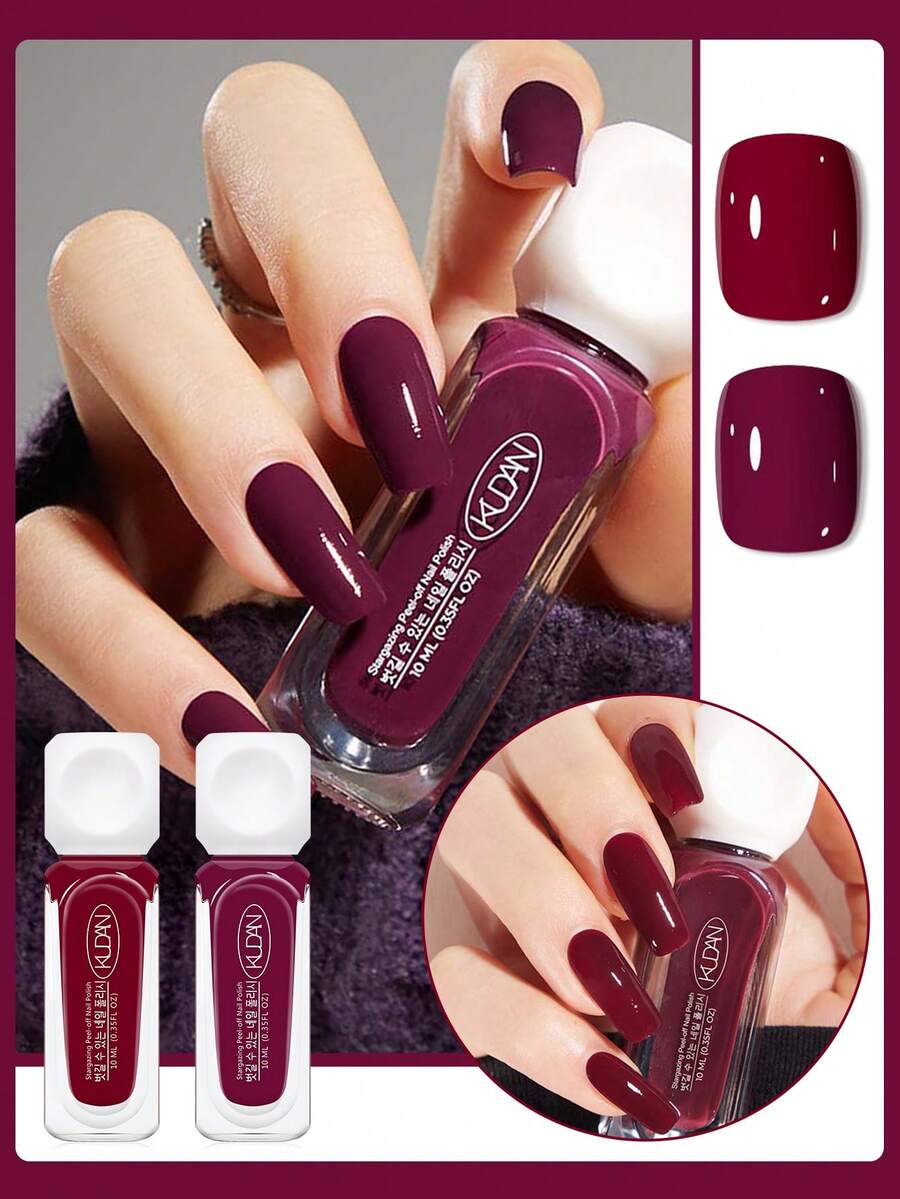 2pcs 10ml Health Nail Color Water-Based Nail Polish Nude Pink Red Brwon Hot No Bake Quick Dry Dual Color Set, Fast Drying, Long-Lasting, TPO/HEMA Free,Alcohol-Free,Suitable For Nail Salon, Nail Art Design