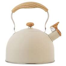 Tea Kettle, 85 OZ / 2.5 Liter Whistling Tea Kettle, Tea Pots For Stove Top Stainless Steel With Wood Pattern Folding Handle, Loud Whistle Kettle For Tea, Coffee, Milk - 白色 - 查看 7