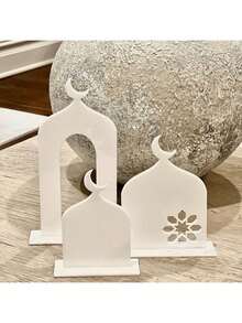 3pcs Mini Mosque Set - Home Decor, Holiday Home Decor - No Power Needed, No Feathers - Suitable For Islamic Celebrations - Perfect Gift For Friends And Family, Acrylic Geometric Mosque Design, Can Be Placed On Desktops And Display Cabinets, Islamic Home Decor, Mini Minaret, Home Decor, Home, Mosque, Geometric Design, 3-Piece Set - Multicolor - View 4