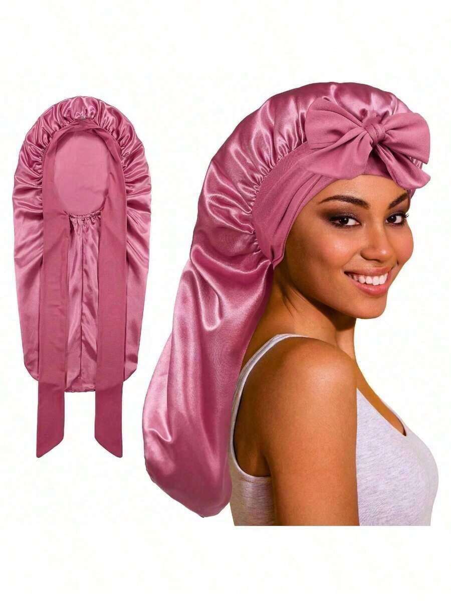 Silk Sleep Bonnets For Women, 1PC Satin Night Cap Soft Elastic Band Silk Bonnets For Sleeping Silk Bonnet Satin Bonnet,Hair Tools,Hair Items,Travel Essential,Travel,Barber,Hairstylist,Barber Accessories,Valentine's Day,Hair Supplies,Hair Stylist,Barbershop,Salon,Vacation Essentials,Hair Products,Barbershop,Valentine's Gift,Travel Essentials For Women,Hair Stylist Tools - 黑色 - 查看 1
