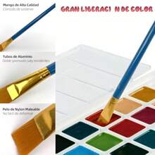 LSXD Pinceles para Acuarela Juego de 25 Pzs Pinceles para Pintura Acrilica Profesionales Cabeza Plana y con Punta Cepillo de Espuma Kit de Pinceles para Oleo para Niños Artistas Aula - Paquete de 25 - Ver 3