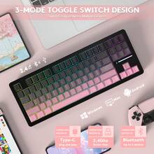 Teclado mecánico inalámbrico para juegos ATTACK SHARK M87 PRO, con interruptores lineales intercambiables, RGB personalizado, y teclas PBT con impresión lateral - Rosa - Ver 2