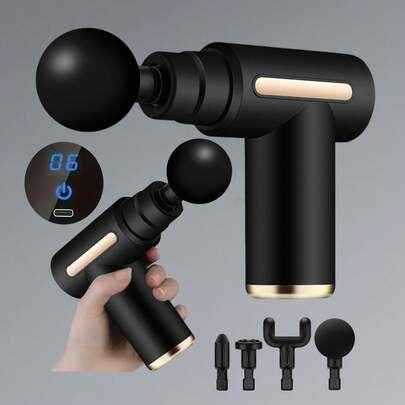 Rechargeable Portable Muscle Massage Gun - With 4 Massage Heads, LCD Display, And 6 Adjustable Speeds