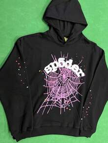 Single Piece  All  Winter  Fall    Loose    None    Halloween  Christmas  Thanksgiving Day    Spider Web Pattern  Zip Hoodies Men  Hooded Sweatshirt  Leisure  Loose Fit  Essential Hoodies  Christmas Gifts For Bf  Winter Outfit - Black 03 - View 3