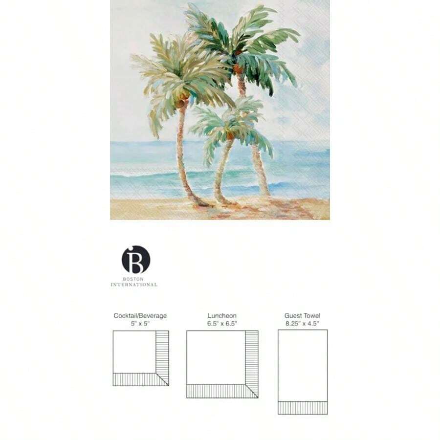 IHR Home Range - Servilletas desechables de papel de 3 capas, 8.5 x 4.5 pulgadas, , 16 unidades(Palms in Paradise 6.5" x 6.5") - Multicolor - Ver 1