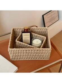 1/3件装手工编织收纳篮，浴室收纳篮，厨房零食架，办公书架，文具药盒，玩具篮，梳妆台化妆品收纳篮，家居装饰篮，礼品篮，化妆品篮，客厅收纳篮