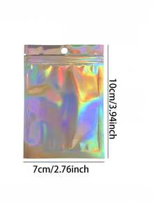 100pcs Resealable Holographic Packaging Bags, Small Business Use Holographic Bags, Rainbow Color Mylar Bags With Transparent Front Anti-Odor Aluminum Foil Packaging Bags, Multi-Purpose Storage, Wedding And New Year Party Gift Packaging, Wedding Gifts Packaging, Party Decorations, Jewelry, Party Favors - Multicolor - View 9
