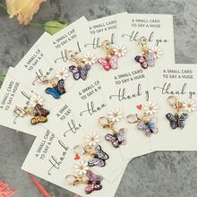 10pcs Elegant Butterfly & Daisy Flower Keychain Set, Pocket Thank You Cards, Handbag & Car Key Decor Accessories, Suitable For Men & Women, Butterfly Pendant Gifts For Friends, Family, Appreciation, Party, Holiday Decoration - Multicolor - View 4